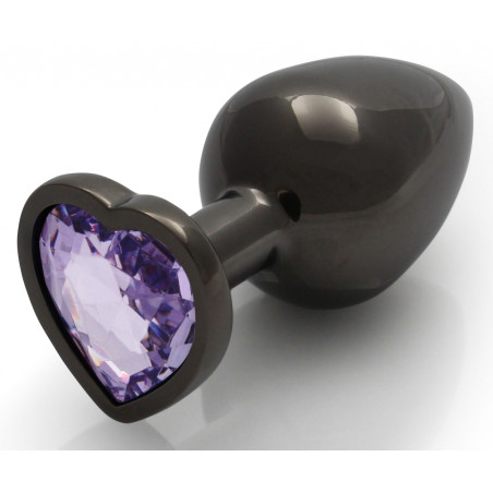 Bijou anal HEART GEM L noir et violet de 8 x 4 cm
