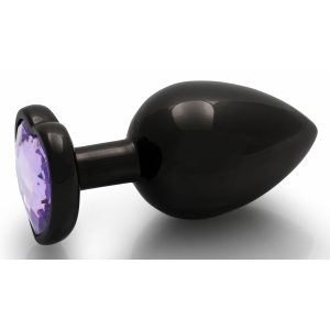 Bijou anal HEART GEM L noir et violet de 8 x 4 cm