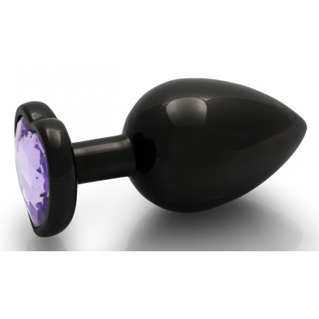 Bijou anal HEART GEM L noir et violet de 8 x 4 cm