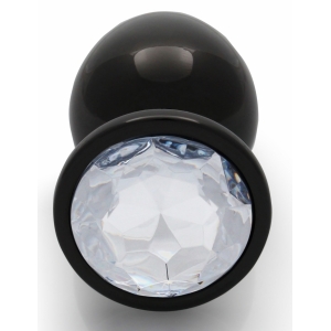 Bijou anal ROUND GEM L noir 8 x 4 cm - Bijou transparent