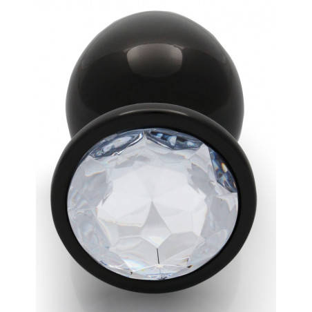 Bijou anal ROUND GEM L noir 8 x 4 cm - Bijou transparent