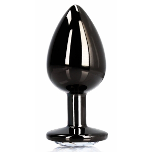 Bijou anal ROUND GEM L noir 8 x 4 cm - Bijou transparent