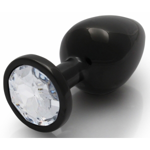 Bijou anal ROUND GEM L 8 x 4cm Noir-Transparent