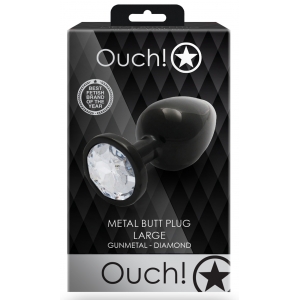 Bijou anal ROUND GEM L noir 8 x 4 cm - Bijou transparent