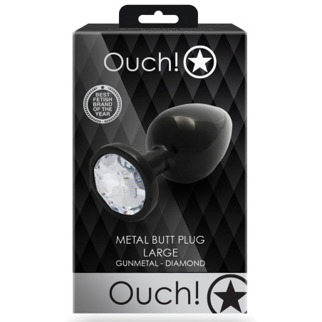 Bijou anal ROUND GEM L noir 8 x 4 cm - Bijou transparent