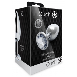 Bijou anal ROUND GEM L argenté et bijou transparent 2