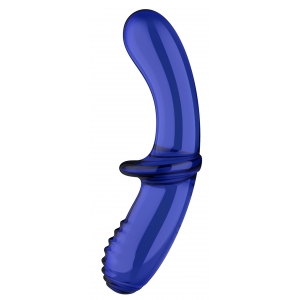 Gode en verre DOUBLE CRYSTAL Satisfyer 18.5 x 3.5cm Bleu