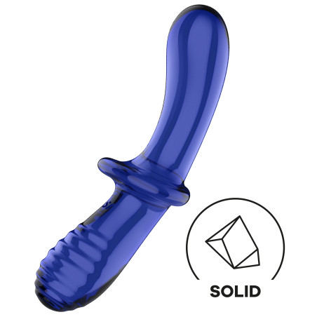 Gode en verre Bleu DOUBLE CRYSTAL Satisfyer 18.5 x 3.5 cm