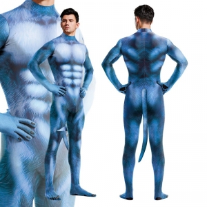 Combinaison de Cosplay DOG Bleue pour Puppy Play