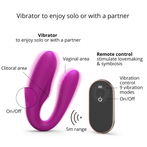 Stimulateur vibrant pour couple MATCH UP Love to Love Fuchsia