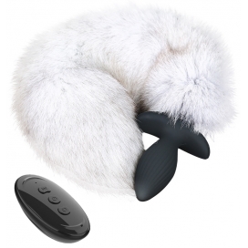 Plug vibrant avec queue FOXY 9 x 4cm | Queue 45cm | Blanc