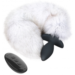 Plug vibrant avec queue FOXY 9 x 4cm | Queue 45cm | Blanc