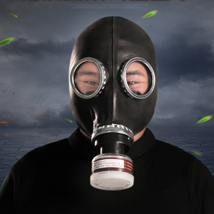 Masque à gaz BDSM en caoutchouc avec filtre Noir