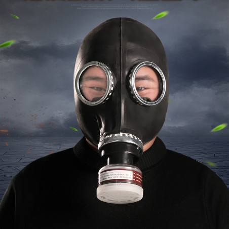 Masque à gaz BDSM en caoutchouc avec filtre Noir