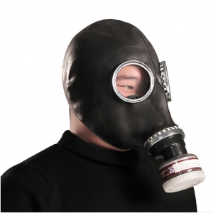 Masque à gaz BDSM en caoutchouc avec filtre Noir