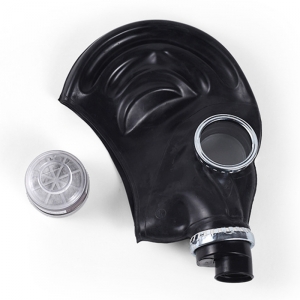 Masque à gaz BDSM en caoutchouc avec filtre Noir