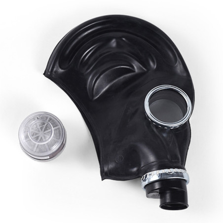 Masque à gaz BDSM en caoutchouc avec filtre Noir