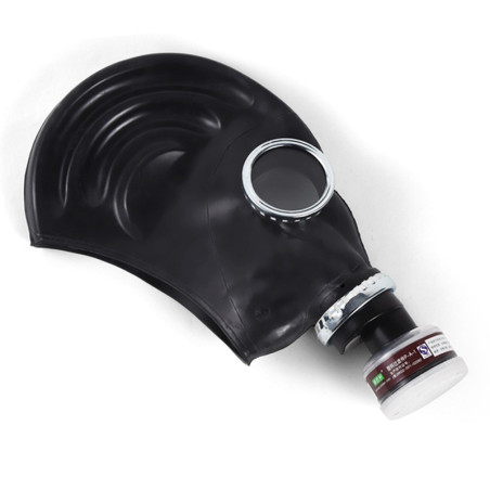 Masque à gaz BDSM en caoutchouc avec filtre Noir