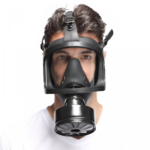 Masque à gaz BDSM avec filtre FULL VISU Noir