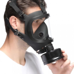 Masque à gaz BDSM avec filtre FULL VISU Noir