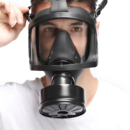 Masque à gaz BDSM avec filtre FULL VISU Noir