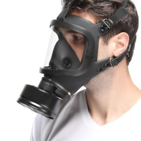 Masque à gaz BDSM avec filtre FULL VISU Noir