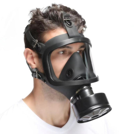 Masque à gaz BDSM avec filtre FULL VISU Noir