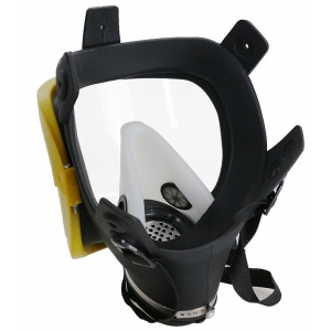 Masque à gaz BDSM Large visière SHOW MAX Noir-Jaune
