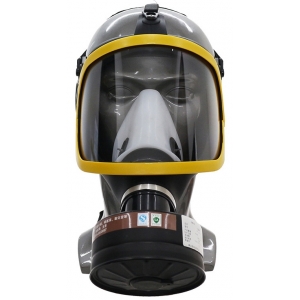 Masque à gaz BDSM Large visière SHOW MAX Noir-Jaune