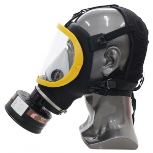 Masque à gaz BDSM Large visière SHOW MAX Noir-Jaune