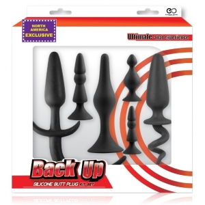 Kit complet pour la découverte anale BACK UP 6 plugs noirs