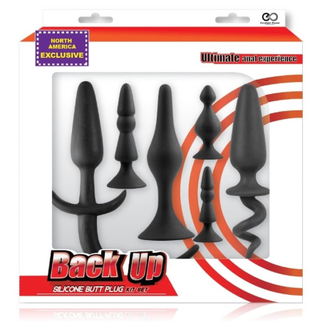 Kit complet pour la découverte anale BACK UP 6 plugs noirs