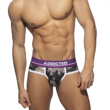 Slip VIOLET FLOWERS Noir-Violet