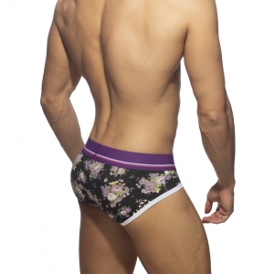 Slip VIOLET FLOWERS Noir-Violet