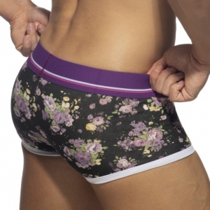Boxer VIOLET FLOWERS Noir-Violet