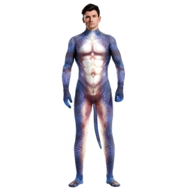 Combinaison Cosplay Dinosaure RAPTUS Bleu-Blanc