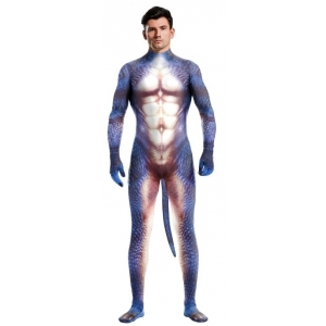 Combinaison Cosplay Dinosaure RAPTUS Bleu-Blanc