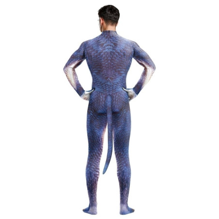 Combinaison Cosplay Dinosaure RAPTUS Bleu-Blanc