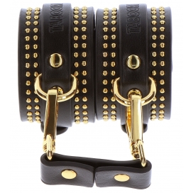 Menottes de poignets STUDDED VOGUE Noires et dorées 2