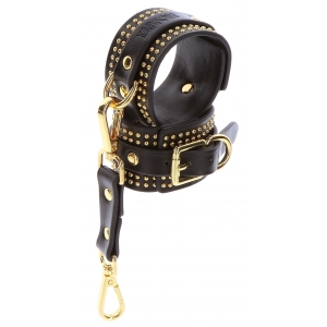 Menottes de poignets STUDDED VOGUE Noires et dorées