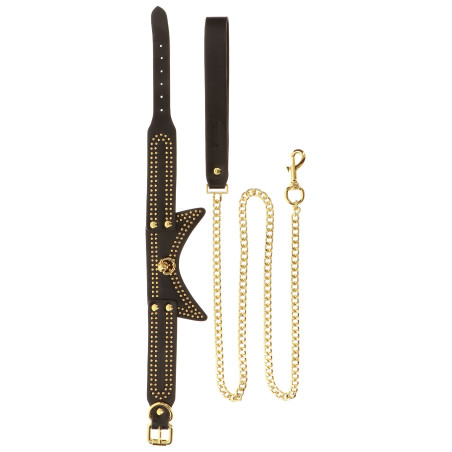 Collier et Laisse STUDDED Noir et Doré