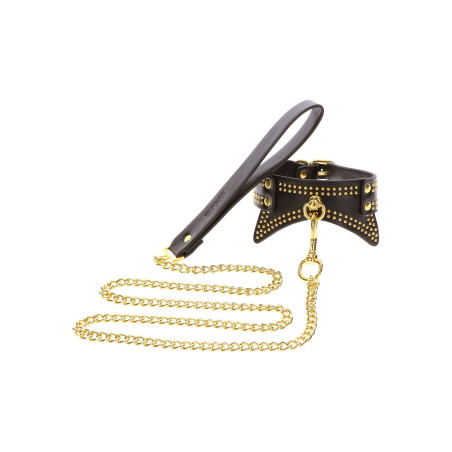 Collier et Laisse STUDDED Noir et Doré