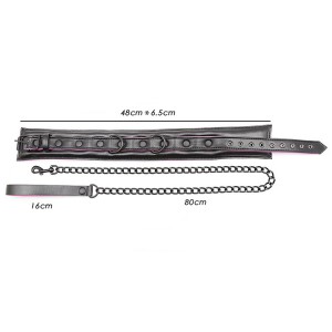 Collier et laisse rose et noir pour jeux sm