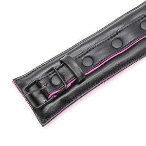 Collier et laisse rose et noir pour jeux sm