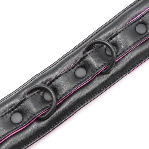 Collier et laisse rose et noir pour jeux sm