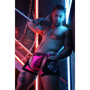Boxer Bottomless NEO CAMO Noir-Rose Neon