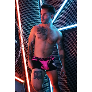 Boxer Bottomless NEO CAMO Noir-Rose Neon