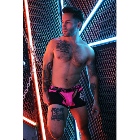 Boxer Bottomless NEO CAMO Noir-Rose Neon