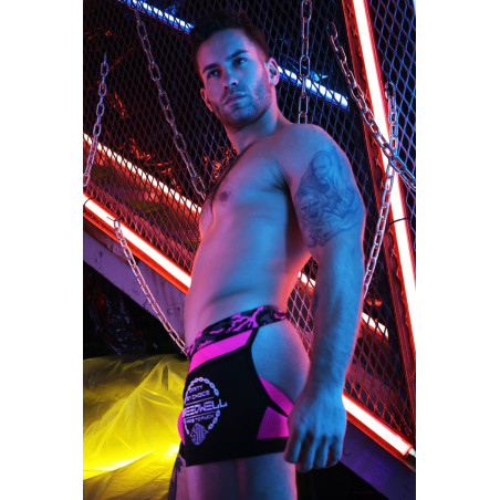 Boxer Bottomless NEO CAMO Noir-Rose Neon