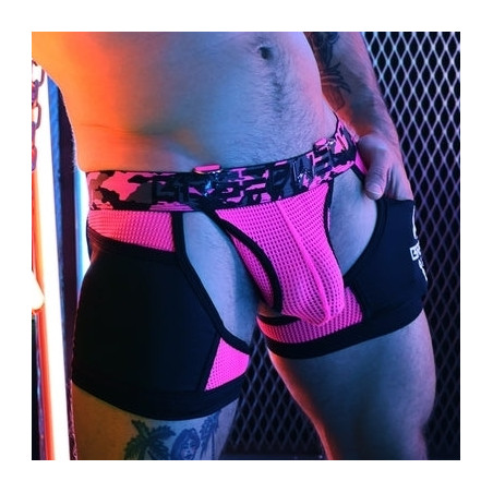 Boxer Bottomless NEO CAMO Noir-Rose Neon